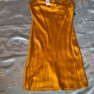 Express Gold Slip Mini Dress Spaghetti Strap Cocktail
